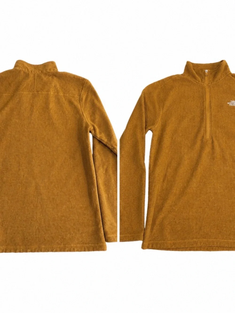 The North Face Men's 1/4 Quarter Zip Pullover  XL Burnt Orange Rust Fleece GOLD